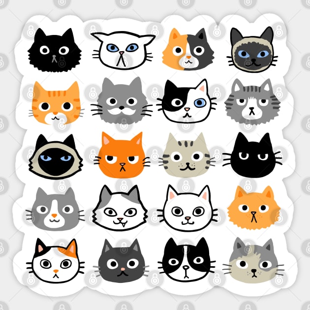 Assorted Cat Faces | Cool Kitty Lover's Sticker by Coffee Squirrel